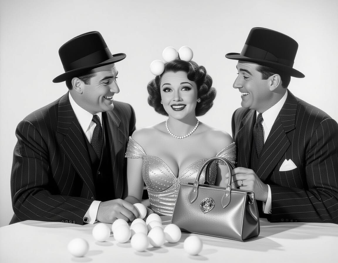 Stan & Ollie Comedic Egg Routine in Black and White