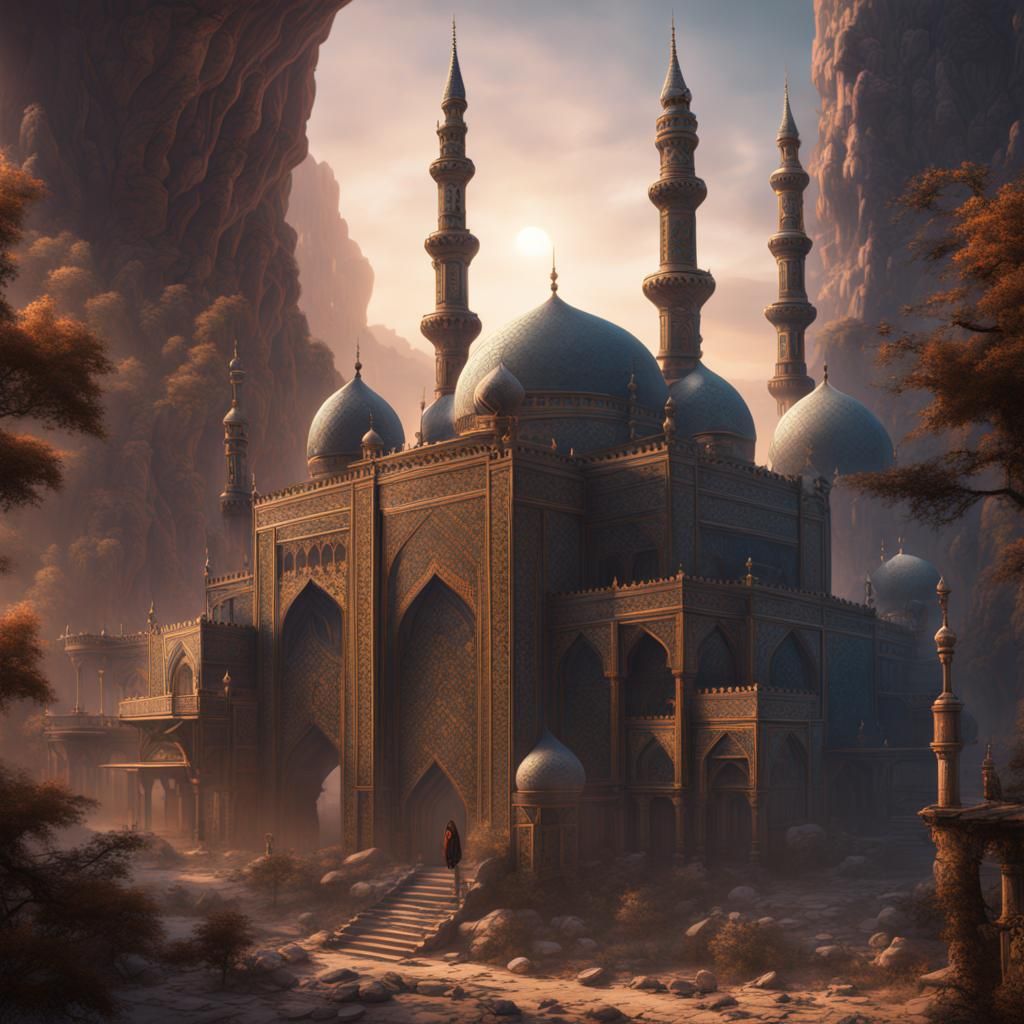 Detailed Matte Painting of Islamic Art