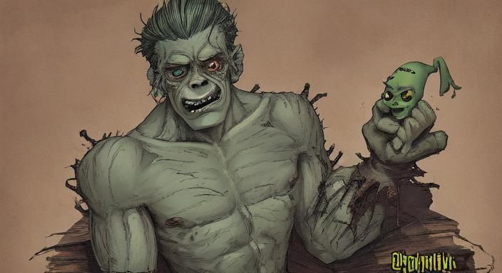 Grotesque Cartoon Frankenstein's Monster