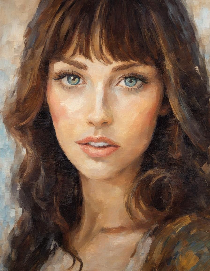 Stunning Woman: Post-Impressionist Impasto Oil Painting