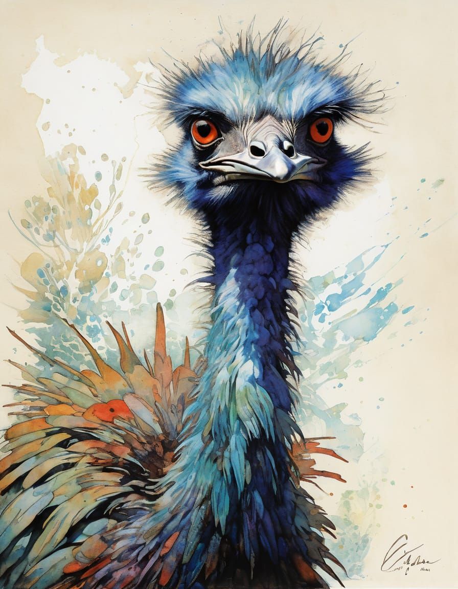 Vibrant Australian Emu Inspired by Impressionism