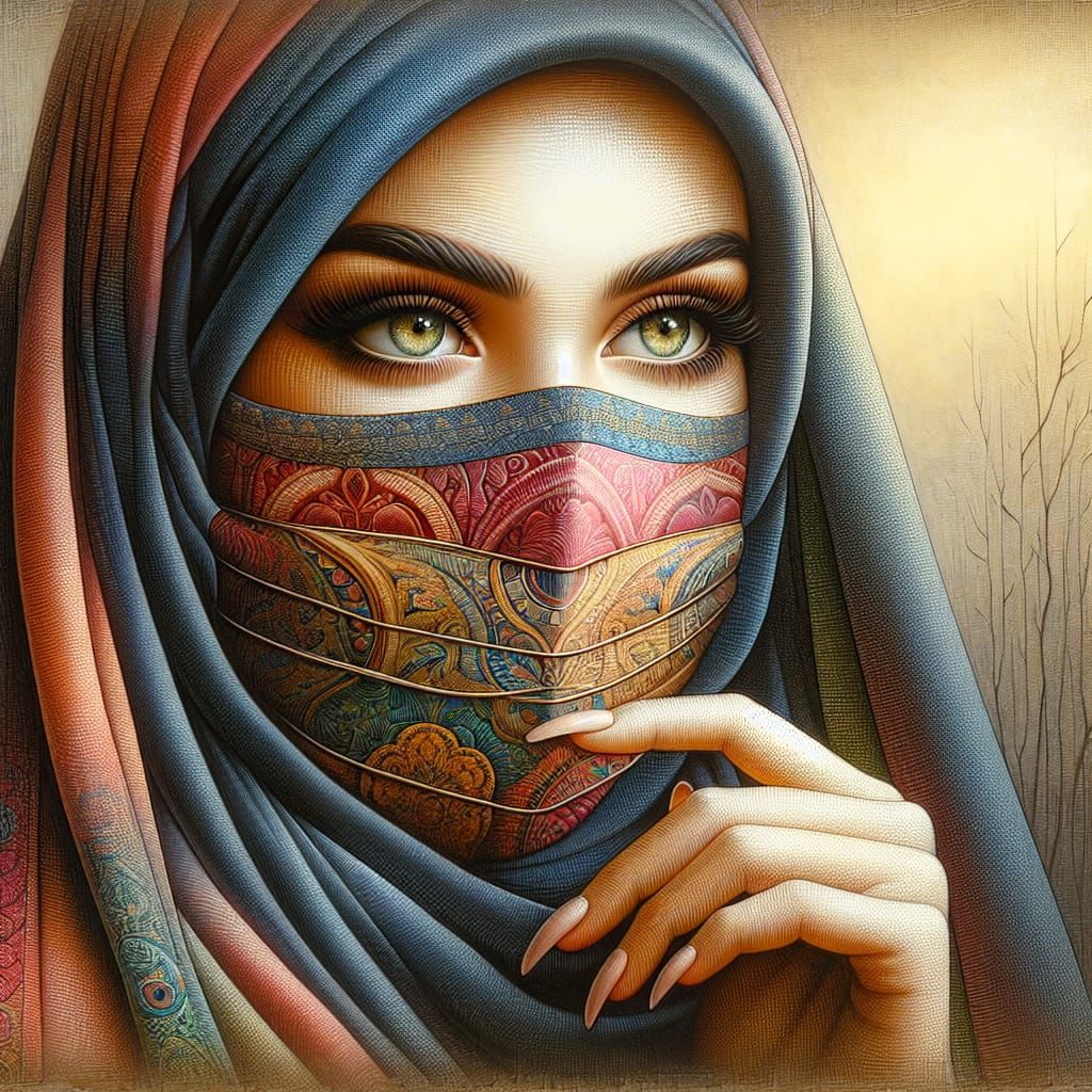 Middle-Eastern Woman in Hijab: Digital Portrait