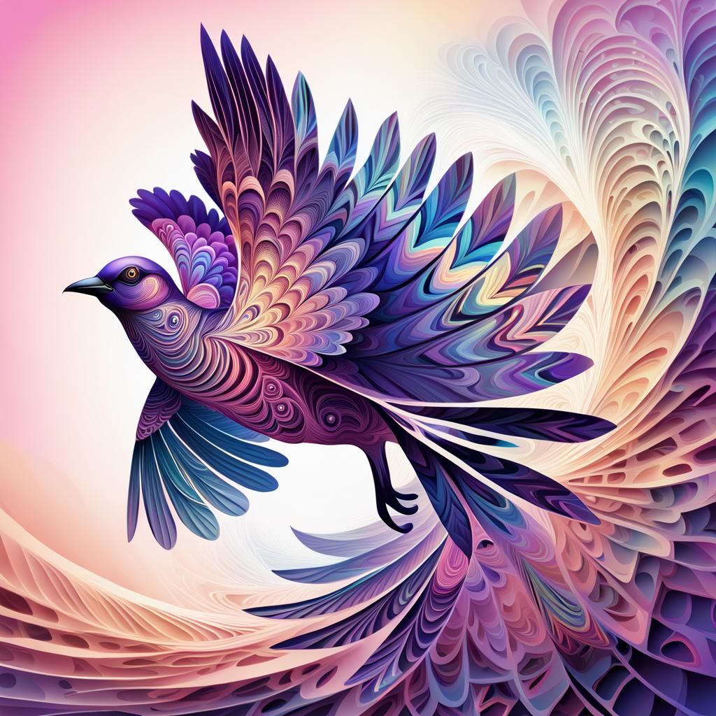 Electric Purple Bird in Fractal Flight