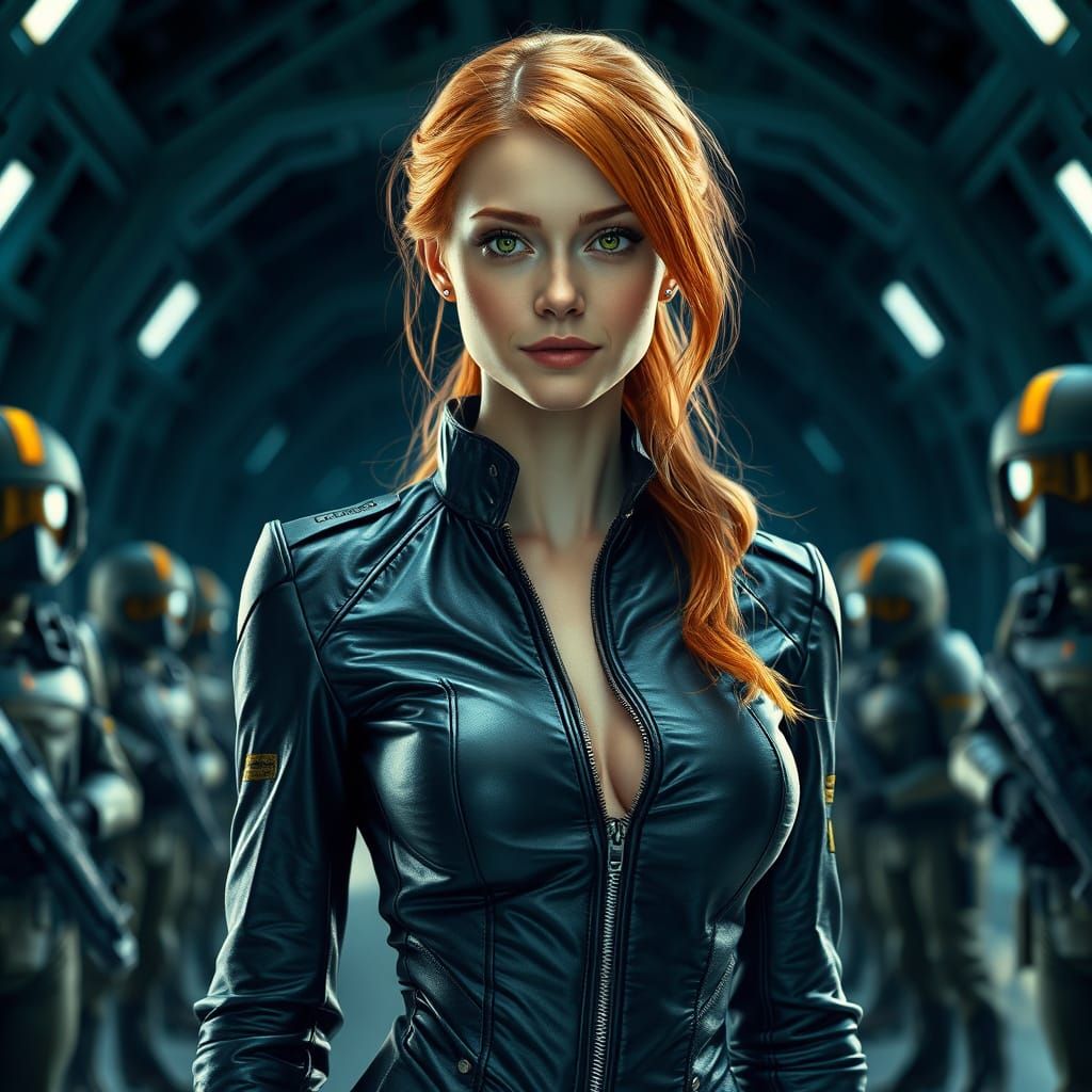 ~realism. ~cyberpunk. A mischievous slender attractive ginge...