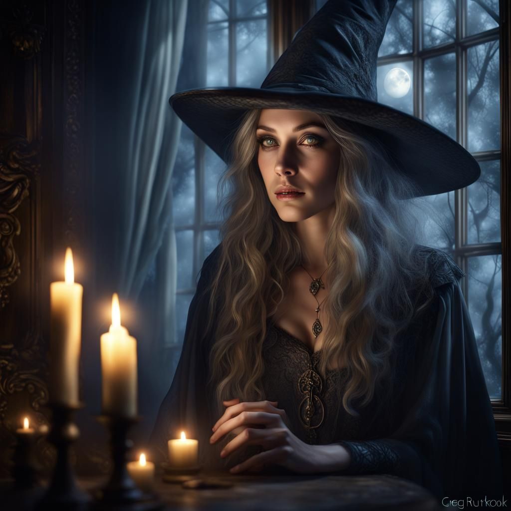 Mysterious Witch Eyes in Enchanted Forest, Photorealistic