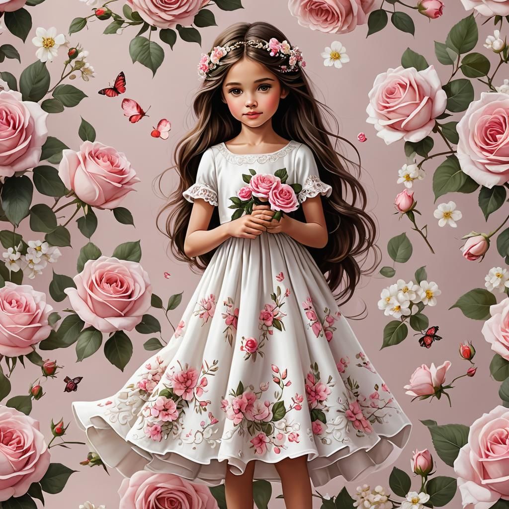 Girl with Rose in Greg Rutkowski Style