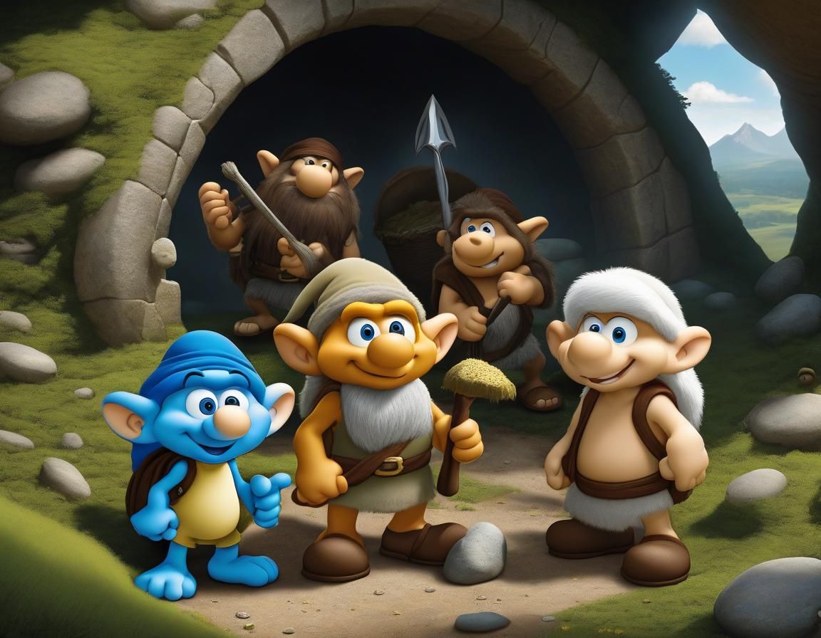 not the smurfs in a stoneage setting