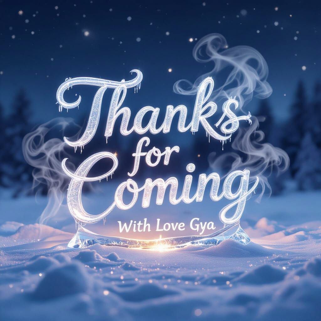 Ice Letter Against Winter Sky in Ethereal Style