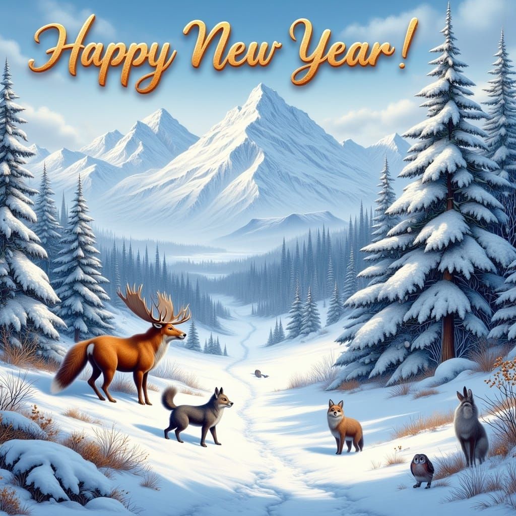 Serene Alaskan Winter Wonderland in Airbrush Style