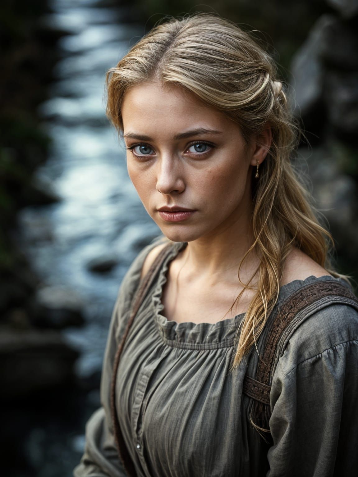 Stern Medieval Woman in Cinematic Portrait