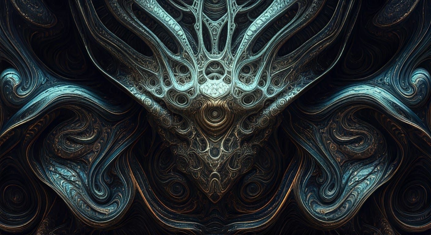 Abstract Darkscape: Bioluminescent Fluid Acrylic Painting