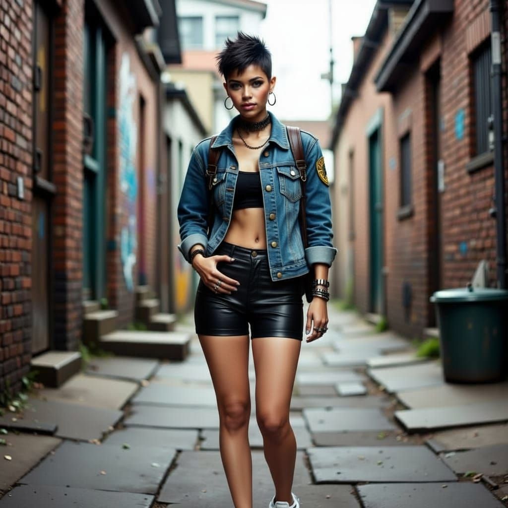 Trashy Punk Fashion in Urban Alley
