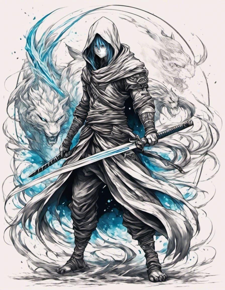 Rimuru Tempest Katana Tattoo Design in Anime Style