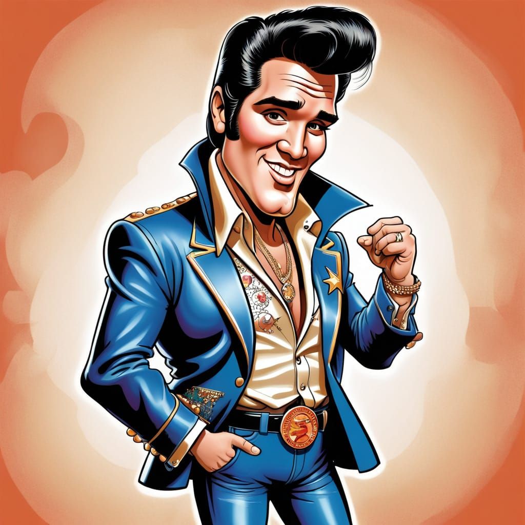 Elvis Presley Caricature in Comic Style