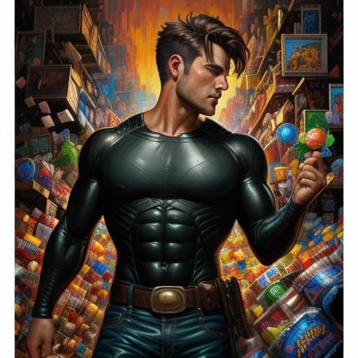 Surreal Neo-Impressionist Portrait of a Man Surrounded by Lu...