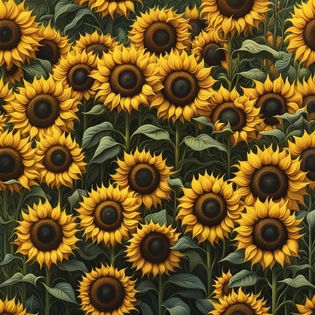Sunflower Fields as Abstract Expressionist Art