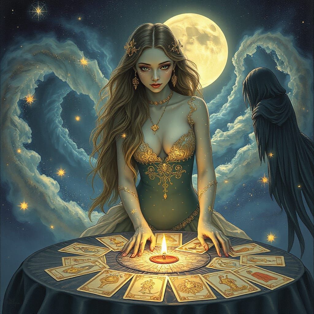 Celestial Fortune Teller in Art Nouveau Style