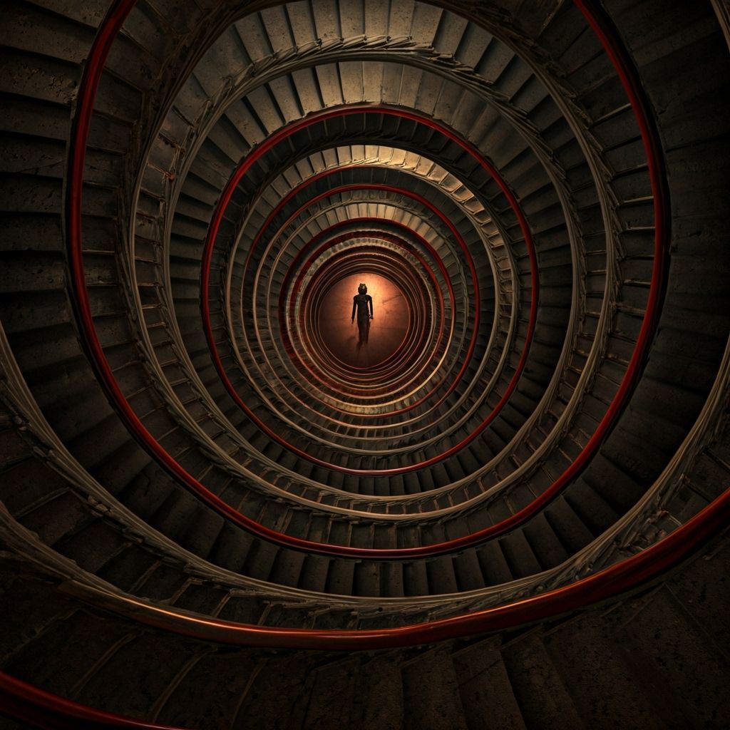 Endless Spiral Staircase in Surrealist Style