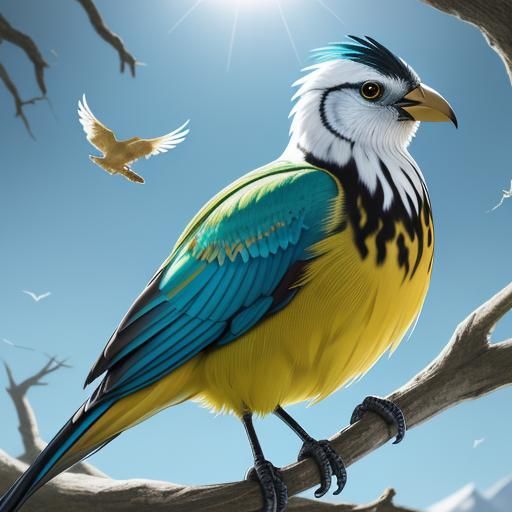 Surreal Bird with Iridescent Plumage in Dreamlike Setting