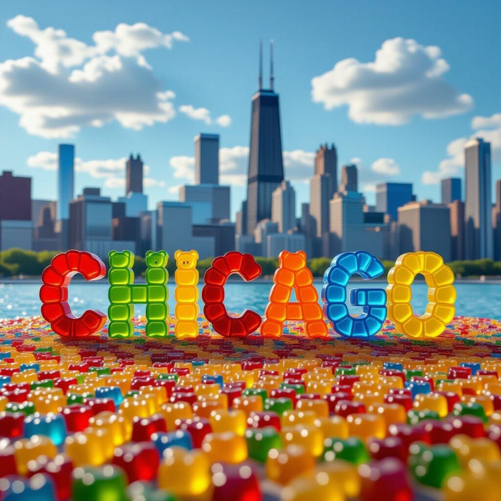Chicago Skyline Made of Gummy Bears