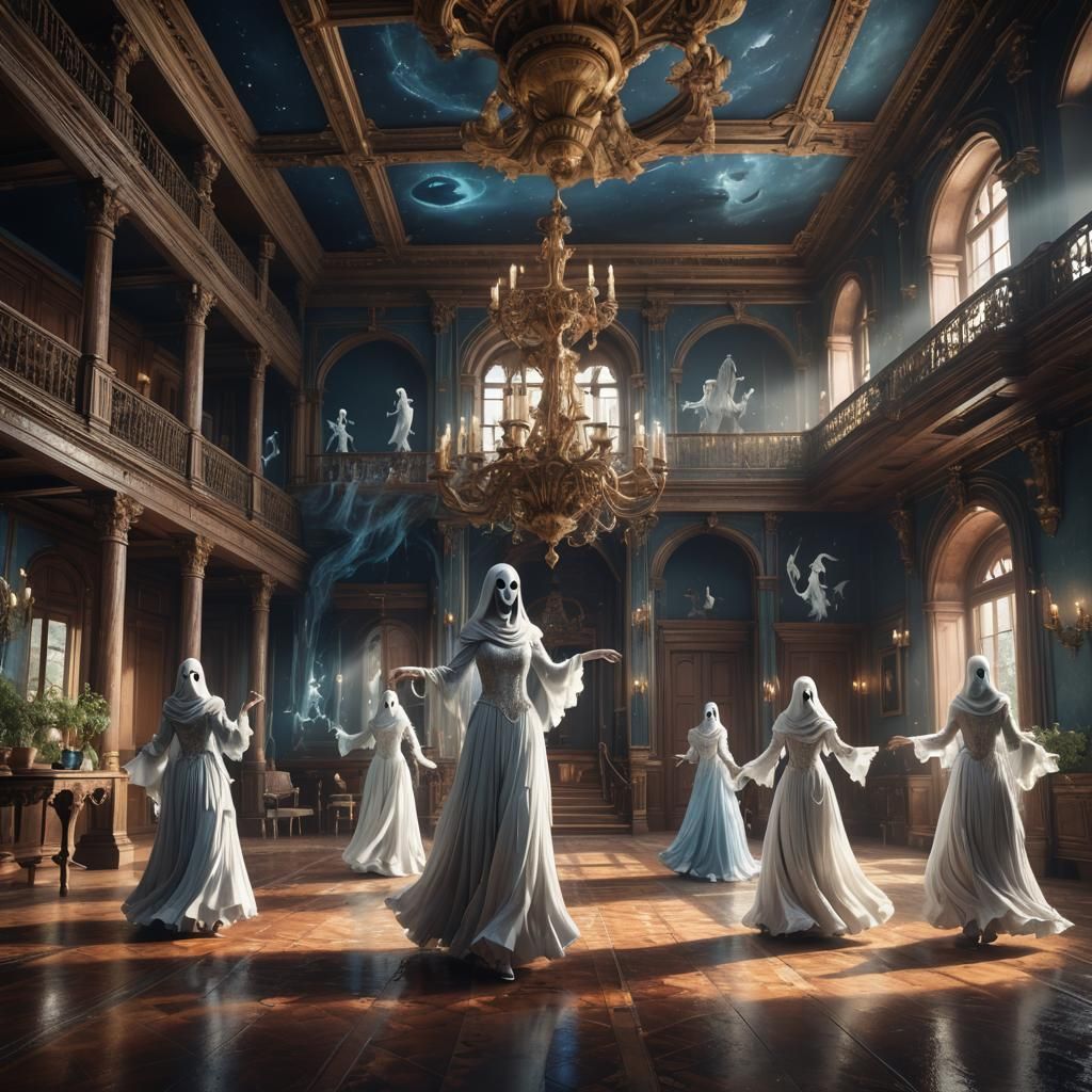 Ghosts Dancing Inside a Fantastical Mansion