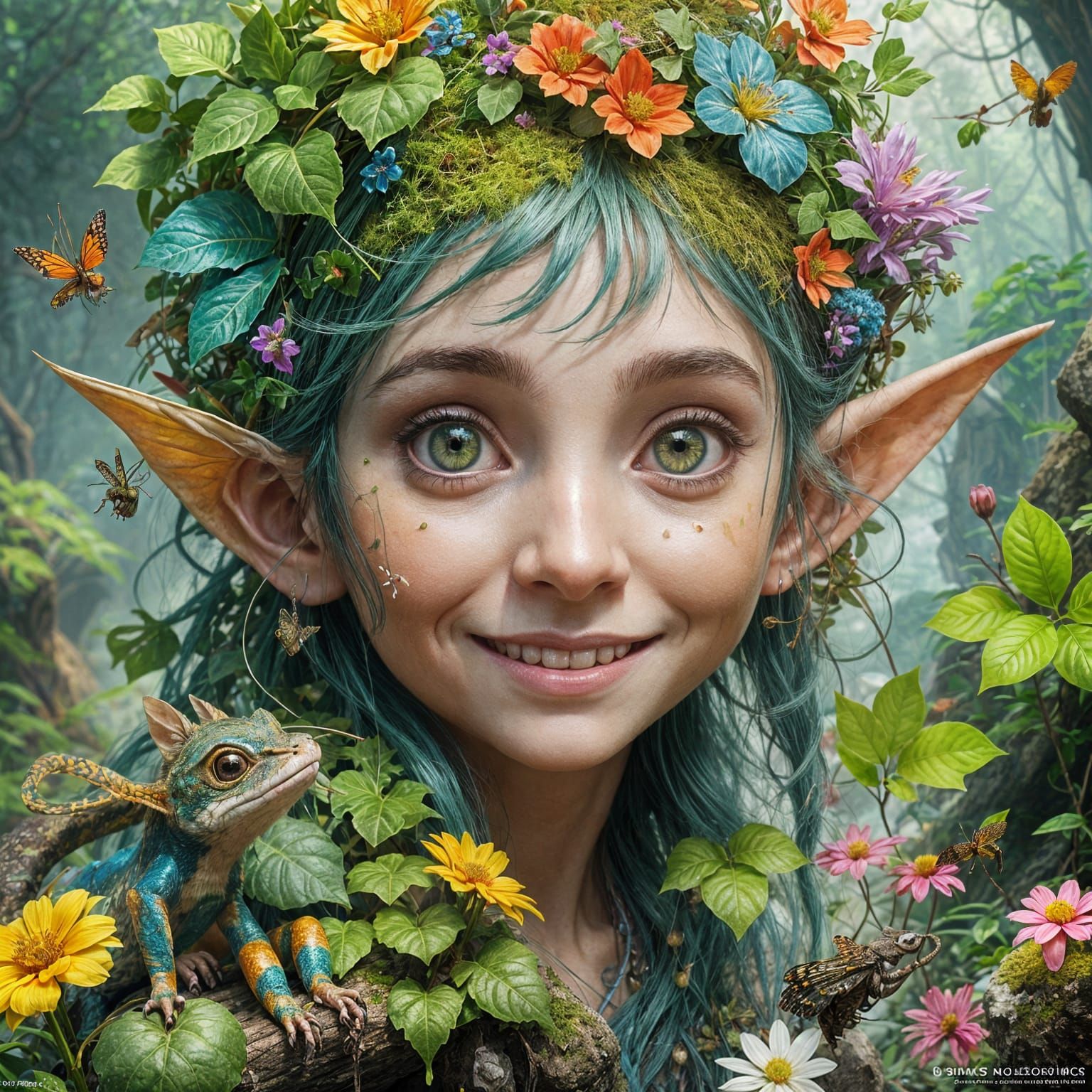 Happy Woodland Elf Portrait in Hyper-Sharp 16K