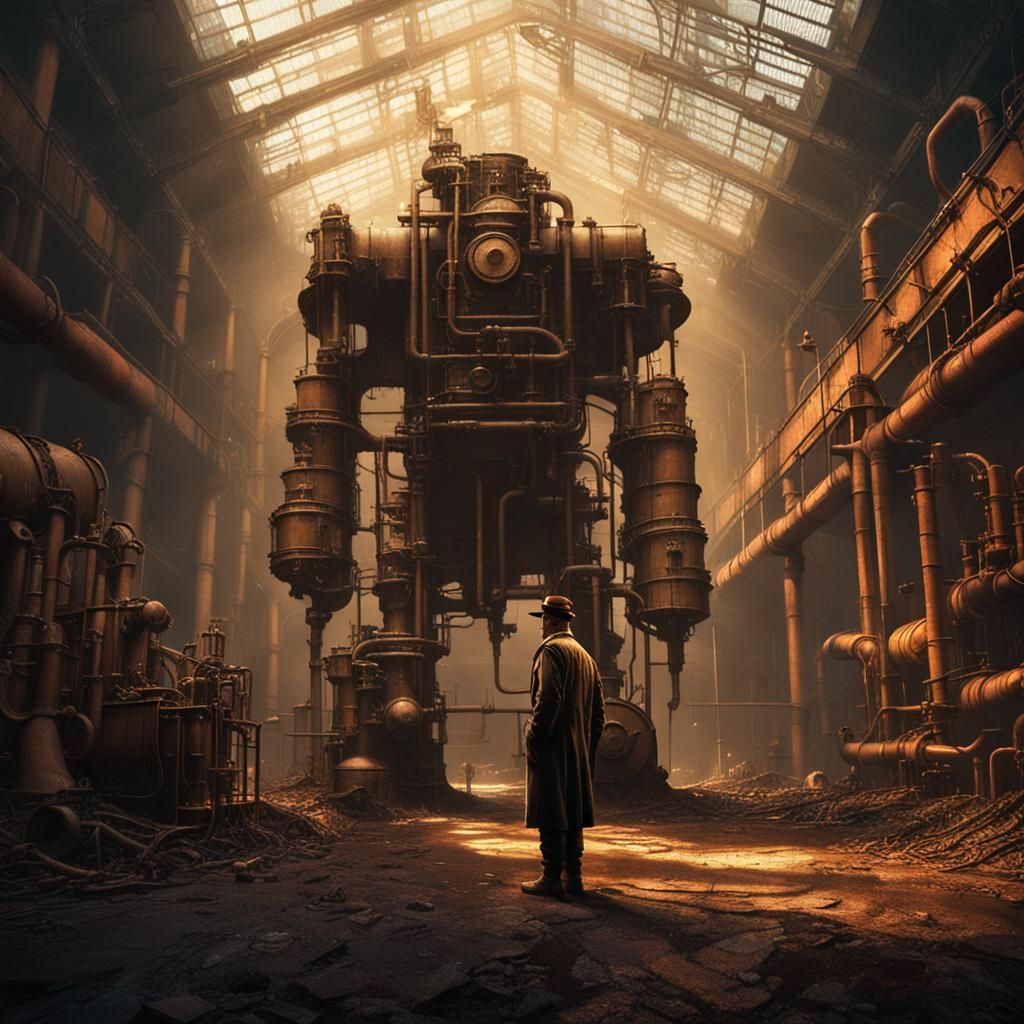 Steampunk Minotaur in Abandoned Assembly Hall