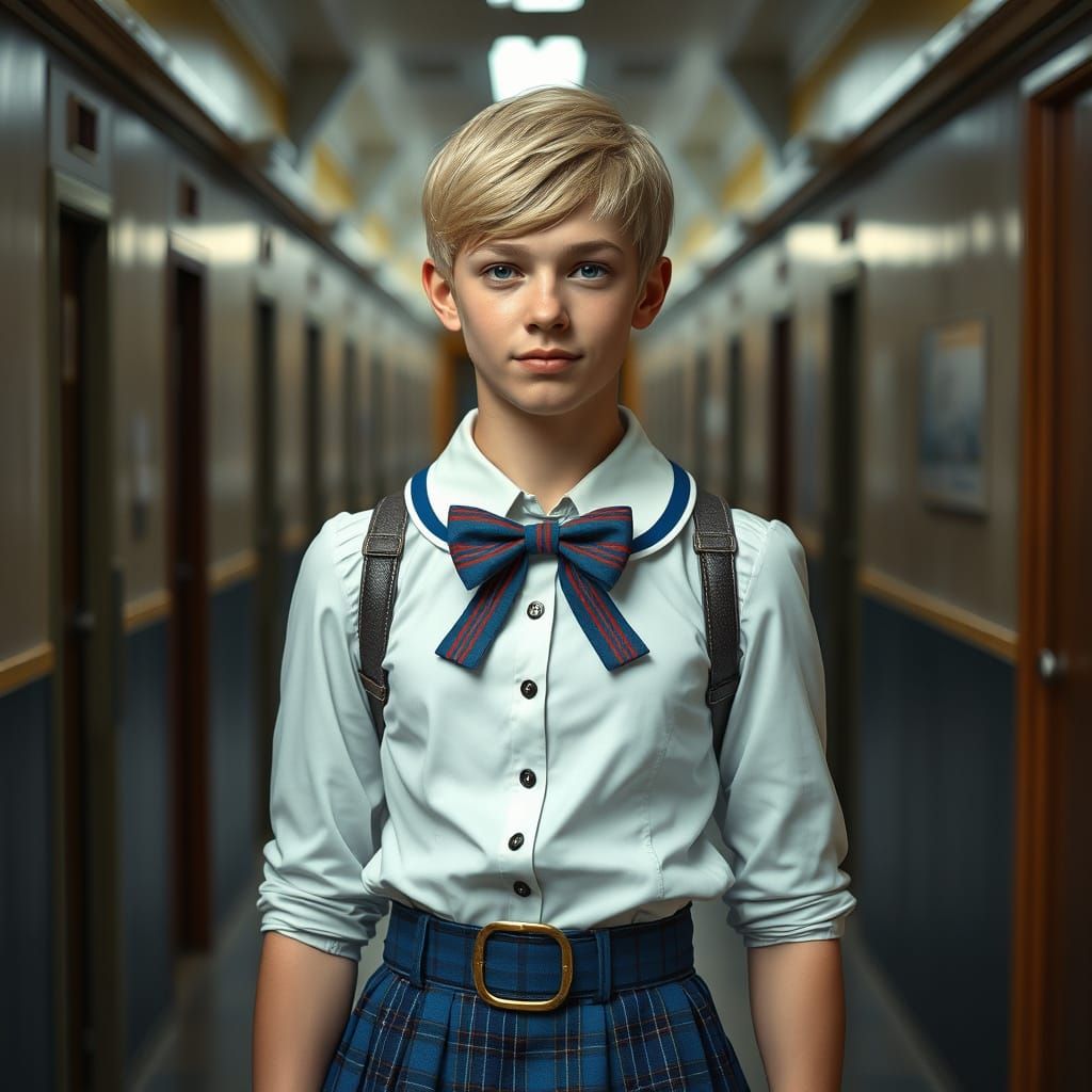 Steampunk Schoolboy in Confident Pose