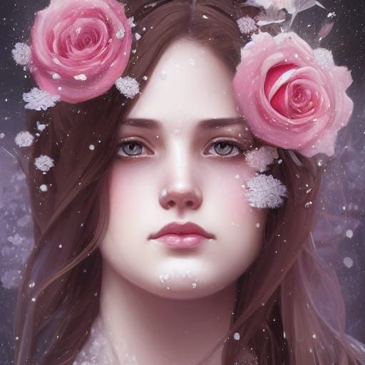 Snowflake Woman Portrait in Hyperdetailed Style