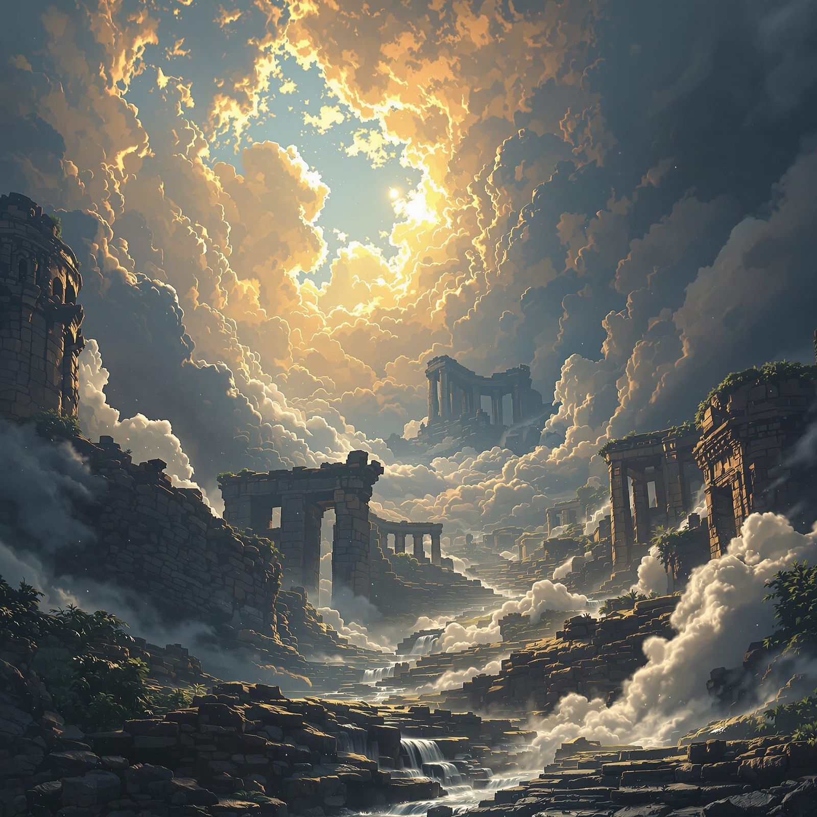 Epic Fantasy Ruins in Golden Light