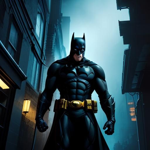Heroic Batman in Gotham Alleyway Comic Art