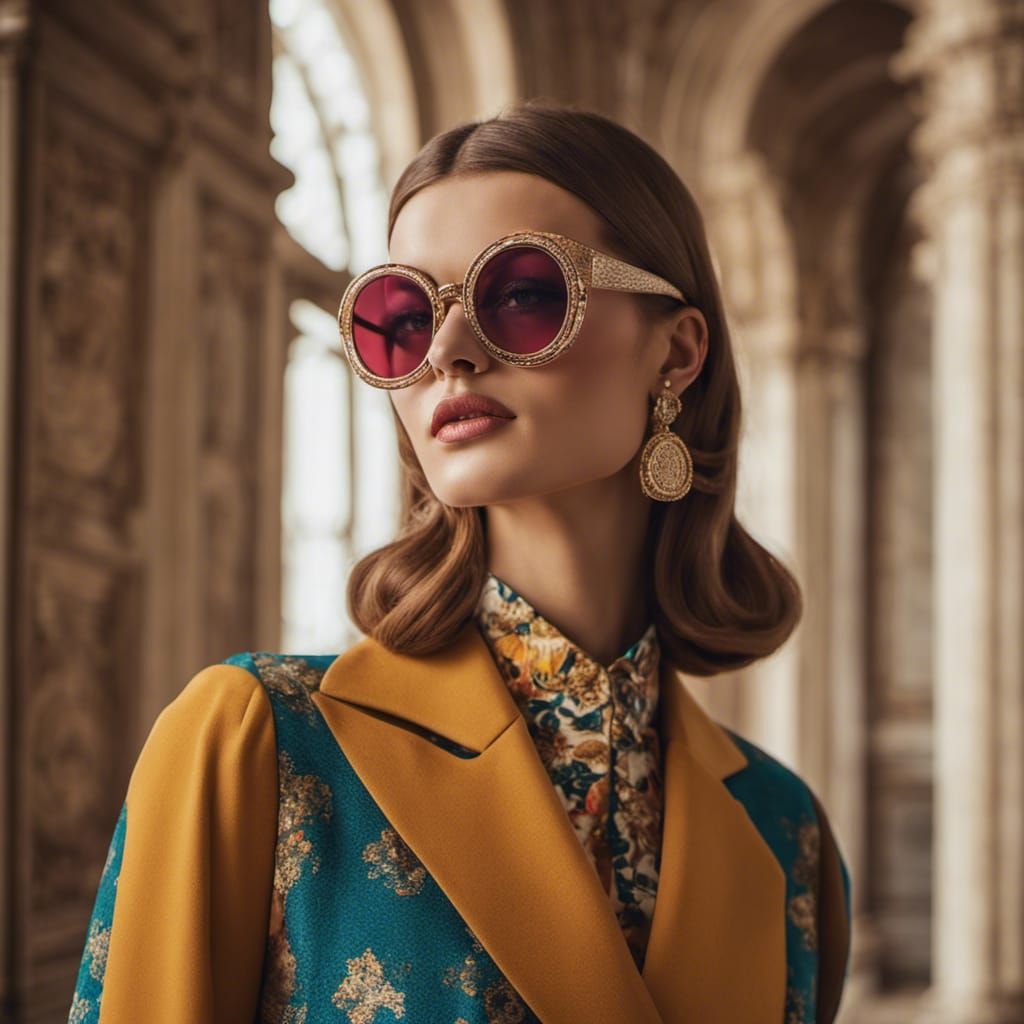 Glamorous Model in Palace, 1970s Fashion Style