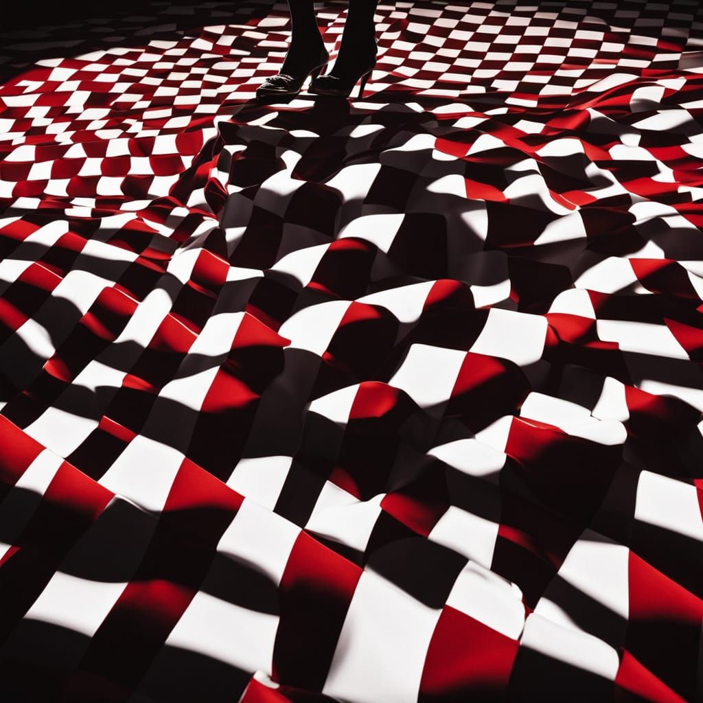 Figure on Checkered Floor in Chiaroscuro Lighting