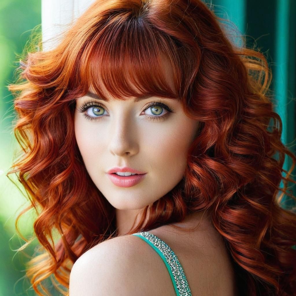 Portrait of a Beautiful Woman with Red Hair