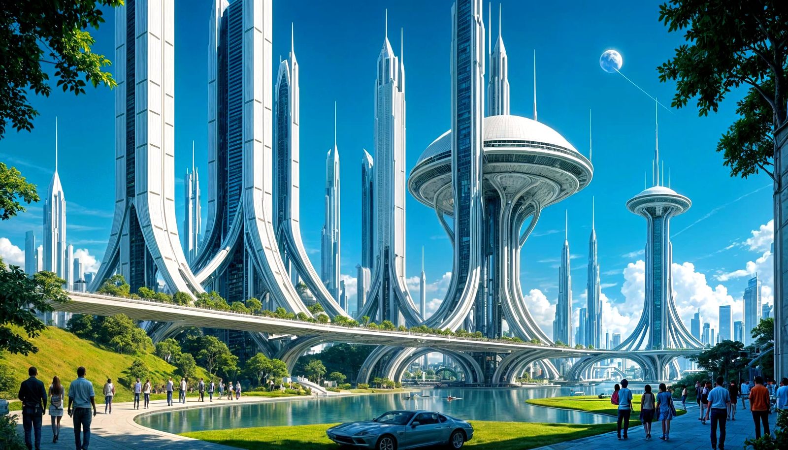 Futuristic City Utopia in Gleaming White Towers