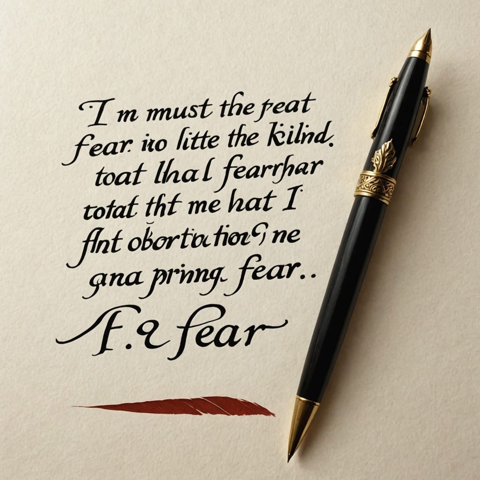 Calligraphy Art: Overcoming Fear in Dark Fantasy Style