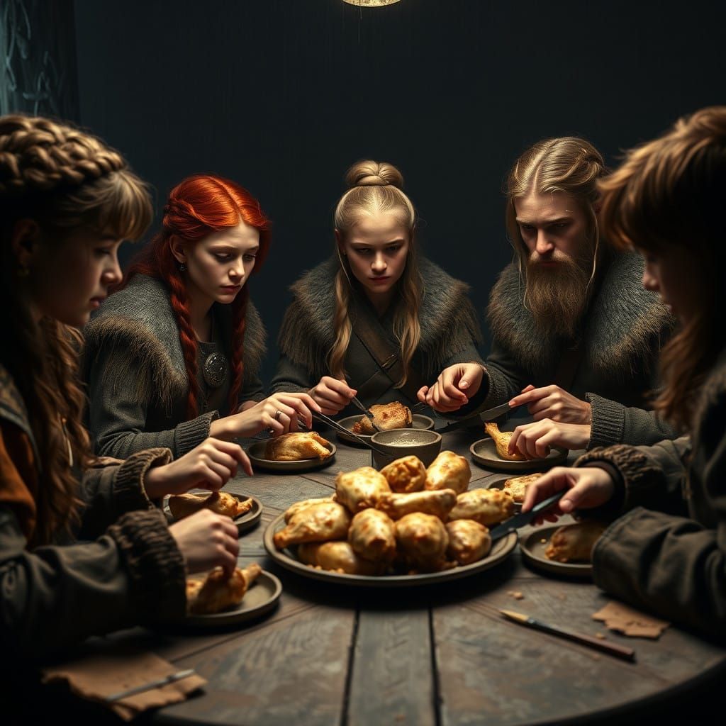 Viking Feast in Dark Realism