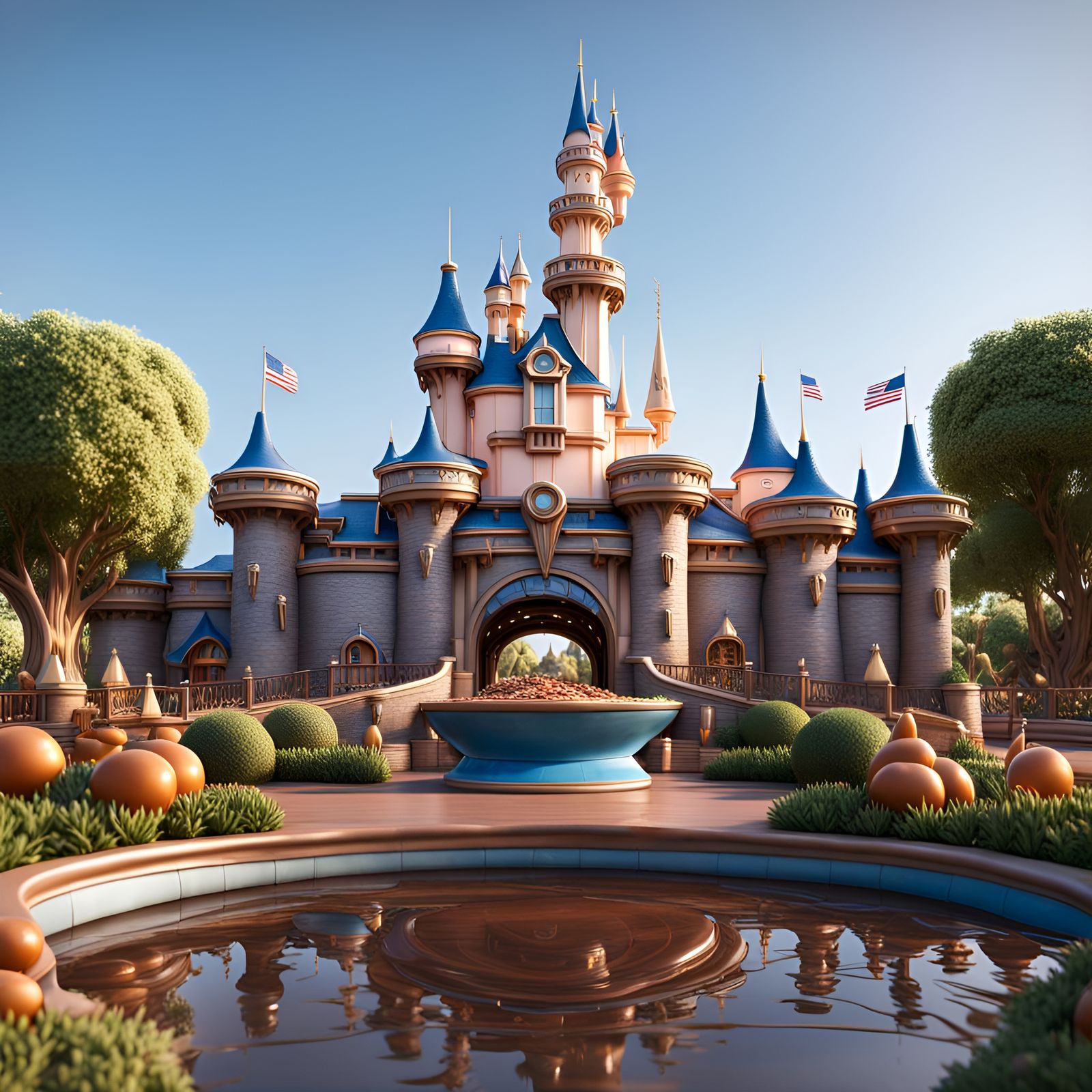 Chocolate Disneyland Park in Hyperrealistic Detail