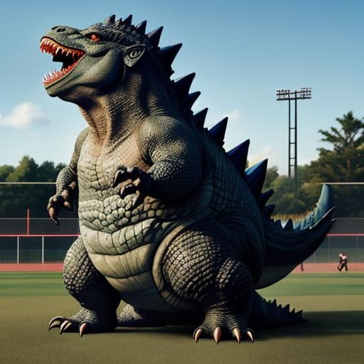 Baby Godzilla Plays Little League Baseball