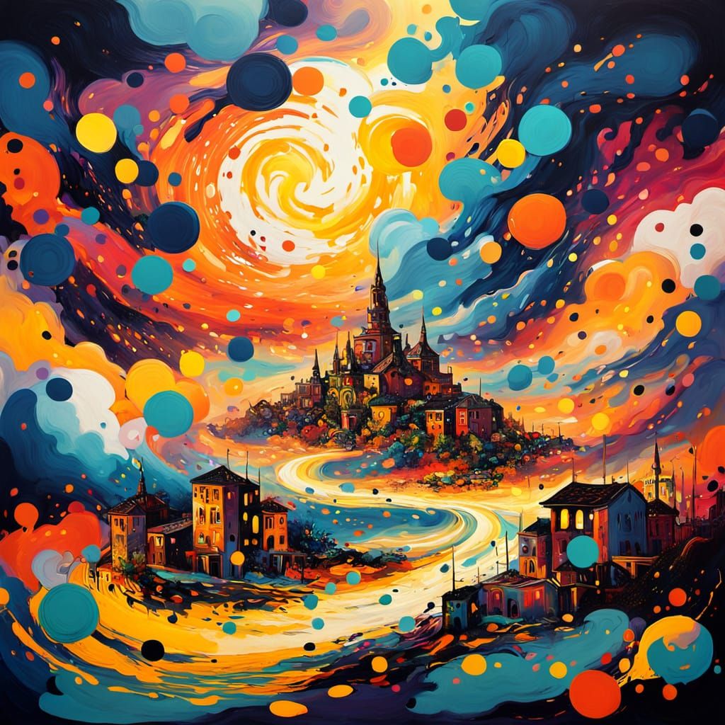 Liquid Tornado Unearths Lost City: Abstract Fauvist Art