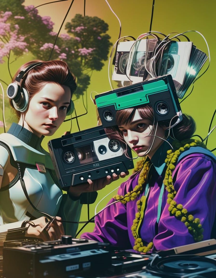 Surreal Hero Surrenders in Vibrant Green and Magenta Comic B...