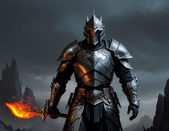Dark Fantasy Warrior in Epic Armor