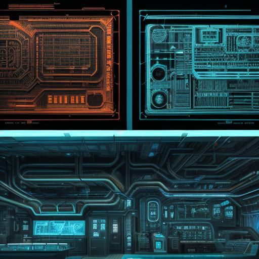 Futuristic Industrial Design Diagram with Copper Accents