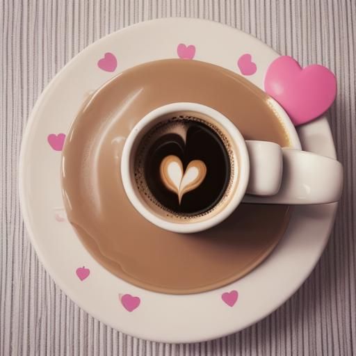Coffee Cup with Heart-Shaped Foam Art