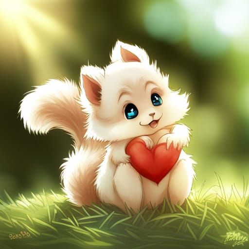 Adorable Baby Squirrel in Anime Style