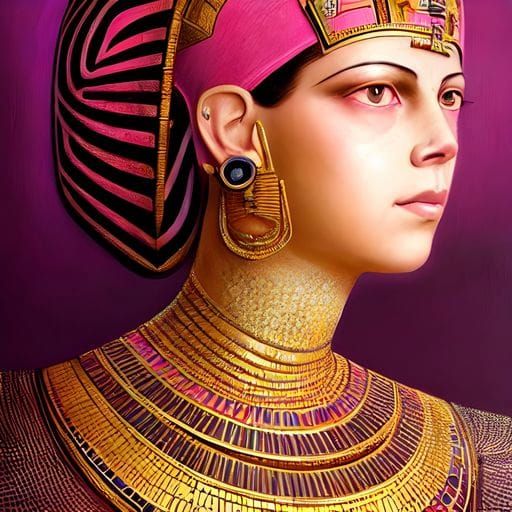 Modern Digital Portrait of Queen Nefertiti
