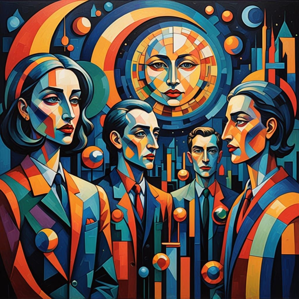 Neo-Cubist Creature in Shifting Portrait Room