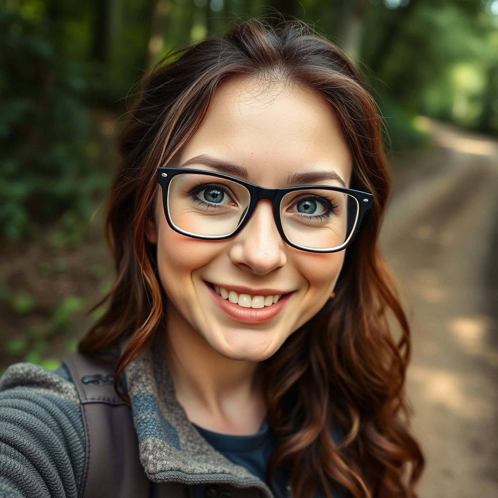 Candid Portrait of Smiling Woman with Glasses