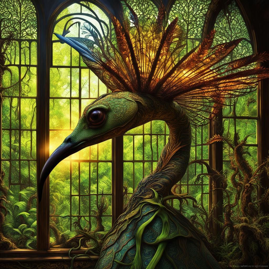 Filigree Bird of Paradise in Fractal Jungle
