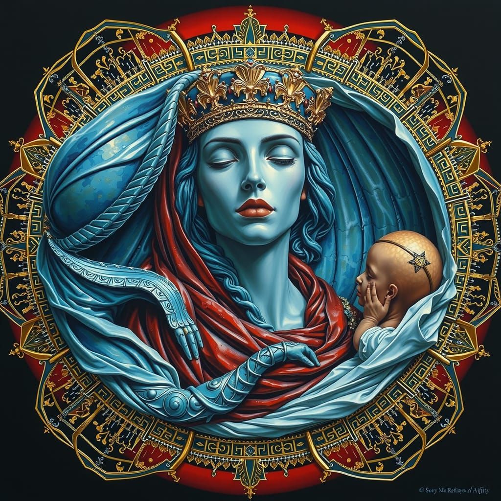 Hyperrealistic Sculpture Reflecting Life, Death, and Infinit...